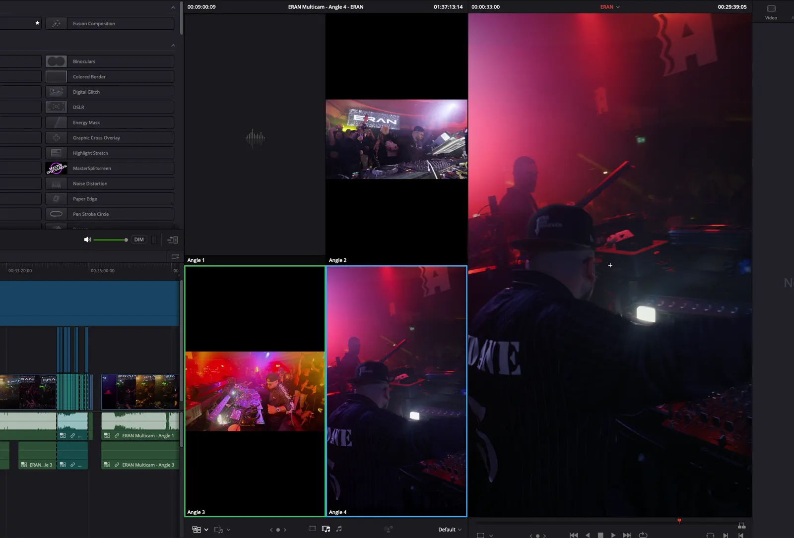 Montage multicaméra d'une captation, chez 4Kaptured