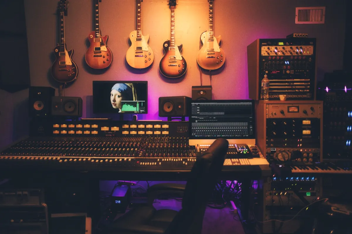 Ingénieur son réglant une table de mixage en studio